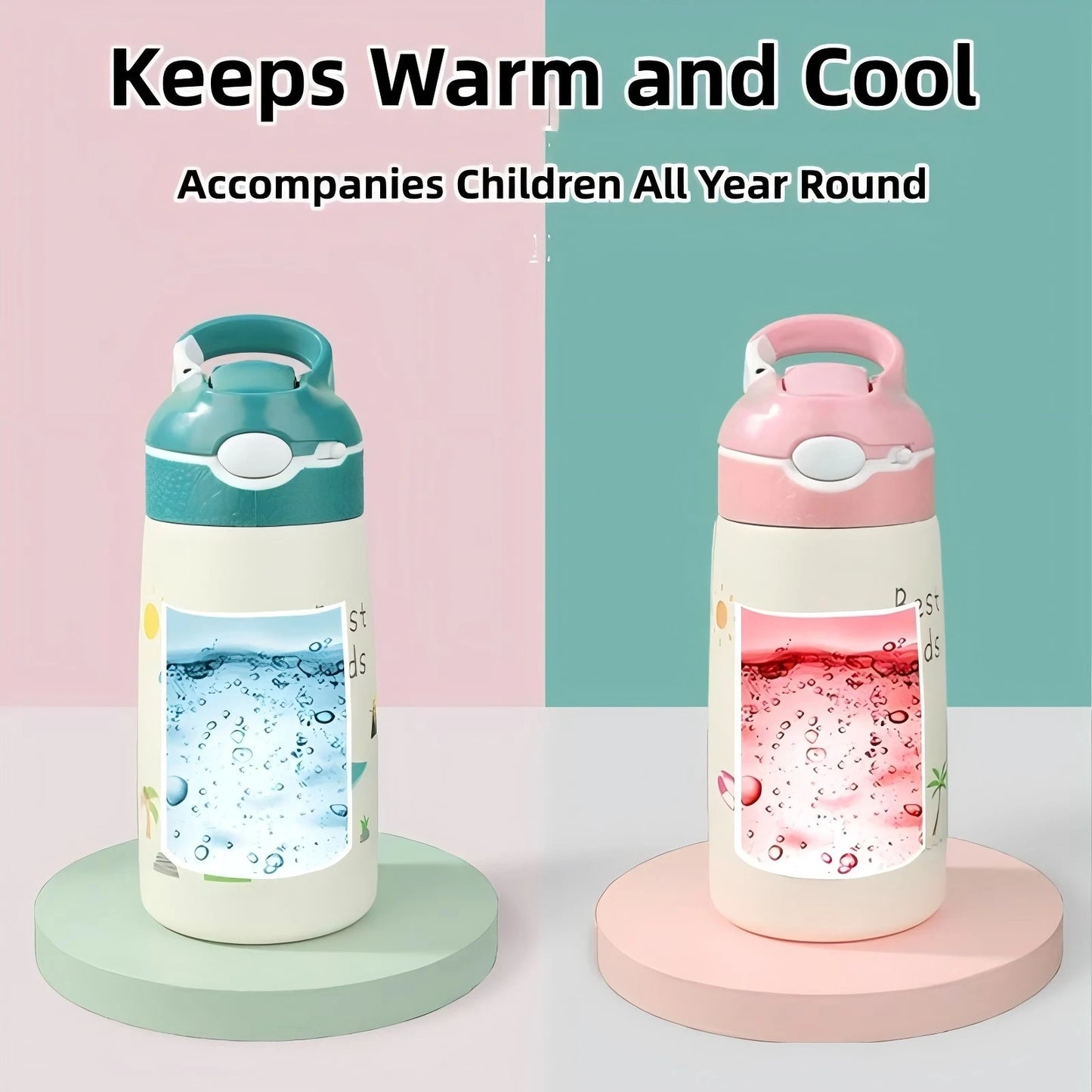 Kids Water Bottles with Drinking Straw