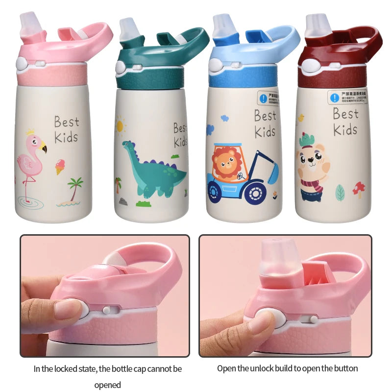 Kids Water Bottles with Drinking Straw