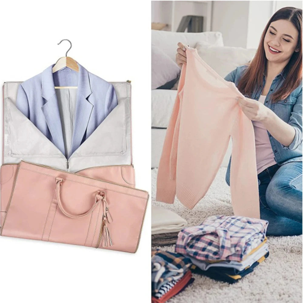Foldable Suit Storage Bag. Large Capacity Duffle Bag Women's Handbag. Tote Gym Bag