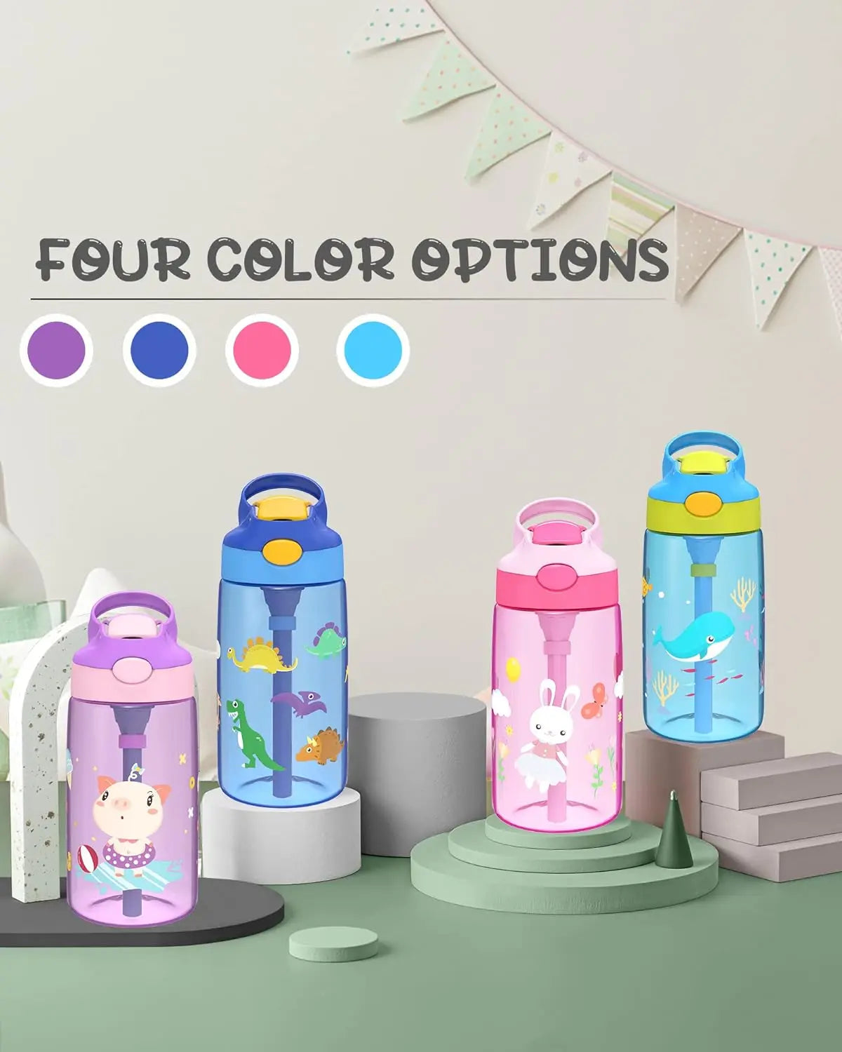 Kids Water Bottles with Drinking Straw