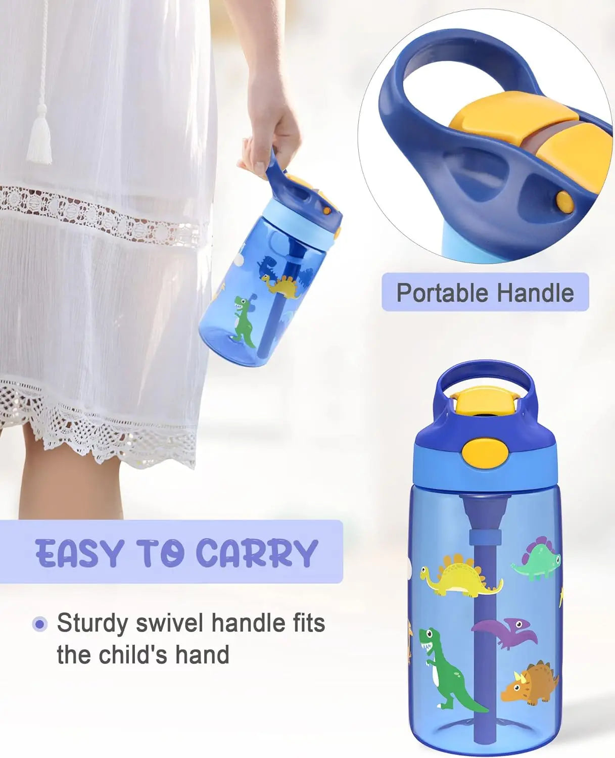 Kids Water Bottles with Drinking Straw