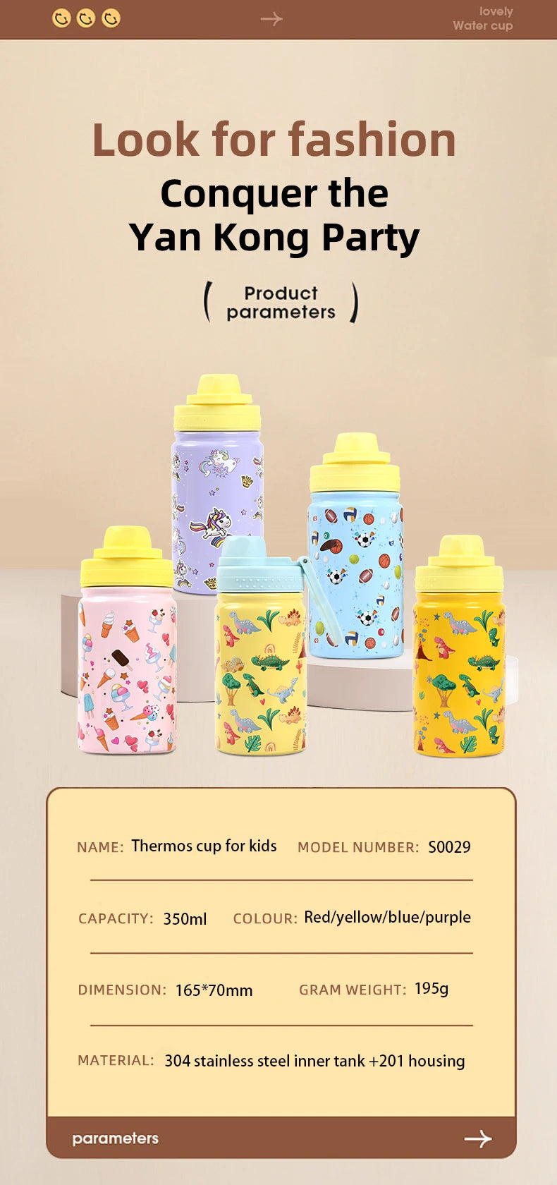 Kids Water Bottles with Drinking Straw
