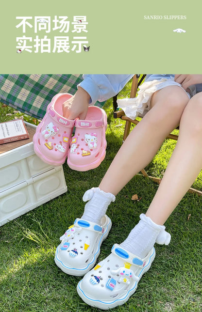 2023 Cute Hello Kitty Kuromi Clogs Summer Kawaii Fashion Sandals Y2K Flat Shoes Anime Sanrio Slipper Girls Birthday Gift