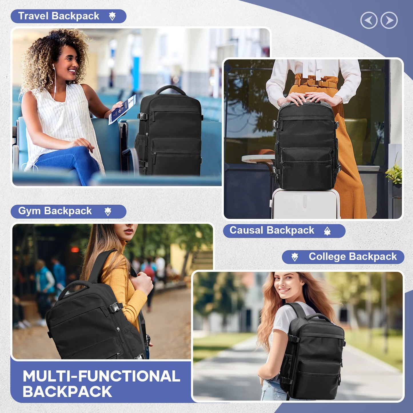 Vacuum Compression Backpack. Airline Approved Baggage