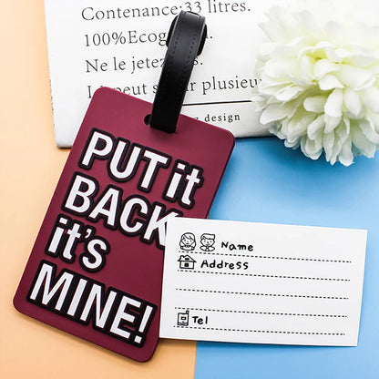 1pcs Letter "Not Your Bag" Cute Travel Accessories Luggage Tags Suitcase Cartoon Style Fashion Silicon Portable Travel Label