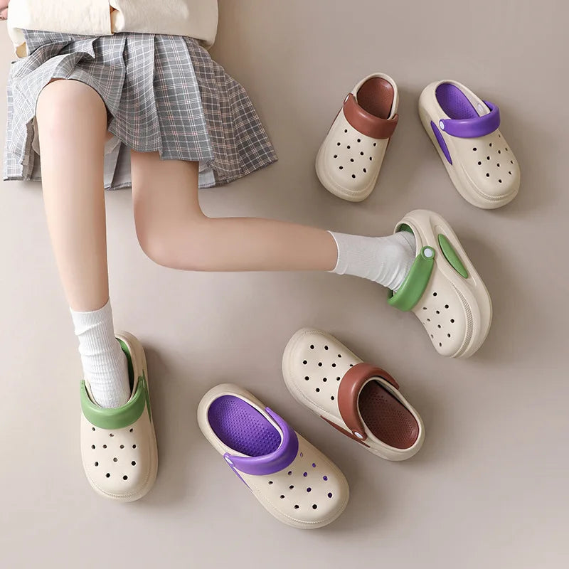 Summer Eva Detachable Crocs Couple Non-slip Half Slipper on Poo Sense Sandals Wear Beach Sandals Men and Women Alike