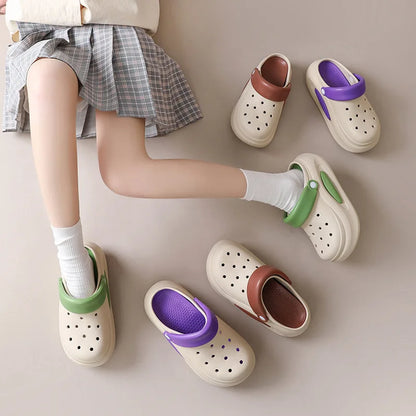 Summer Eva Detachable Crocs Couple Non-slip Half Slipper on Poo Sense Sandals Wear Beach Sandals Men and Women Alike