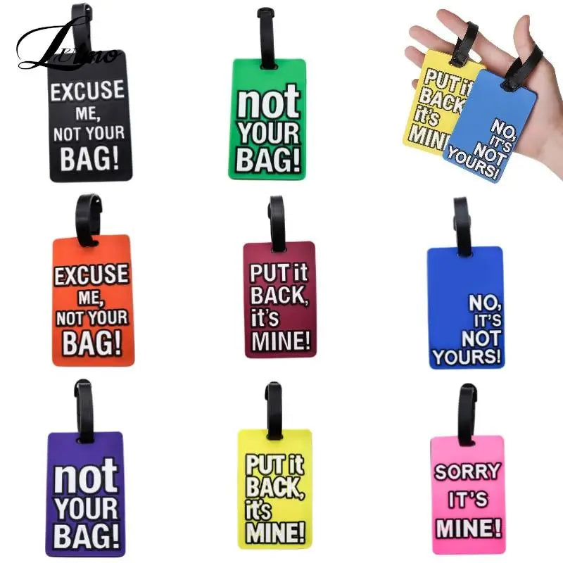 1pcs Letter "Not Your Bag" Cute Travel Accessories Luggage Tags Suitcase Cartoon Style Fashion Silicon Portable Travel Label