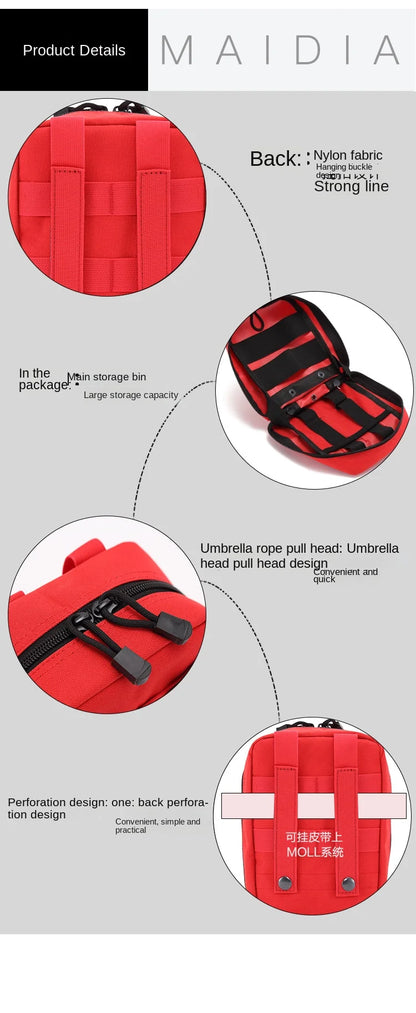 Portable Tactical First Aid Kit Medical Bag for Hiking Travel Home Emergency Treatment Case Survival Tools EDC Pouch