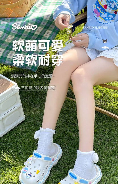 2023 Cute Hello Kitty Kuromi Clogs Summer Kawaii Fashion Sandals Y2K Flat Shoes Anime Sanrio Slipper Girls Birthday Gift