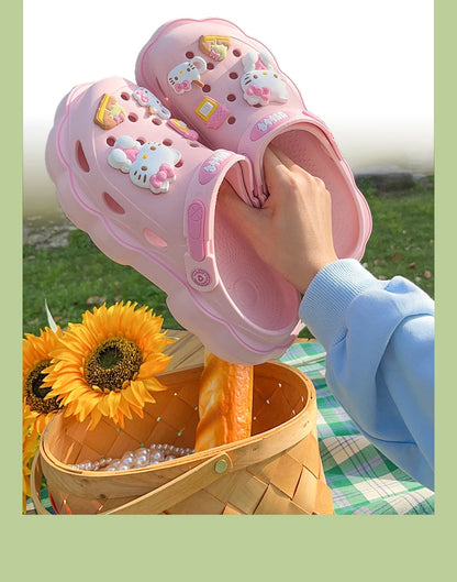 2023 Cute Hello Kitty Kuromi Clogs Summer Kawaii Fashion Sandals Y2K Flat Shoes Anime Sanrio Slipper Girls Birthday Gift