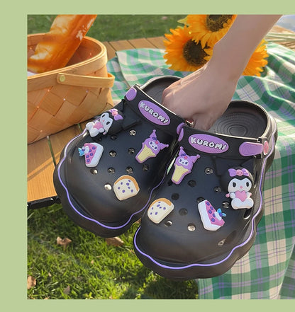 2023 Cute Hello Kitty Kuromi Clogs Summer Kawaii Fashion Sandals Y2K Flat Shoes Anime Sanrio Slipper Girls Birthday Gift