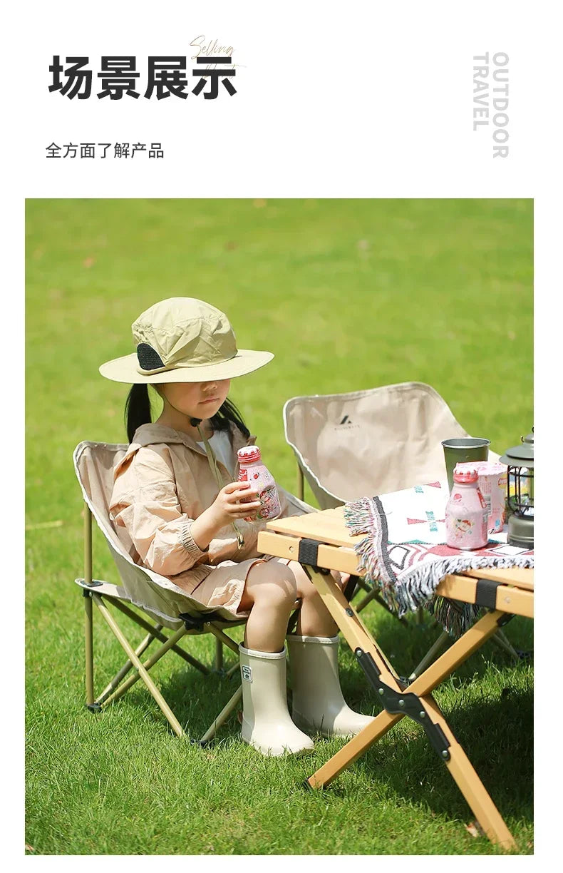 Mini Portable Folding Moon Chair Curved Recliner for Kids Outdoor Camping Beach Chair Pink Age 2-8 Years Compact