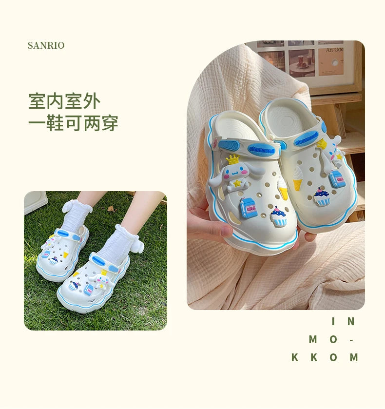 2023 Cute Hello Kitty Kuromi Clogs Summer Kawaii Fashion Sandals Y2K Flat Shoes Anime Sanrio Slipper Girls Birthday Gift