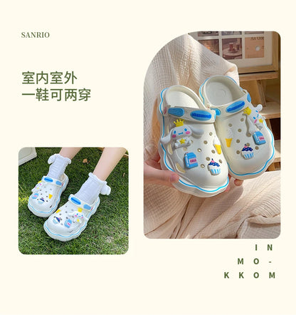 2023 Cute Hello Kitty Kuromi Clogs Summer Kawaii Fashion Sandals Y2K Flat Shoes Anime Sanrio Slipper Girls Birthday Gift