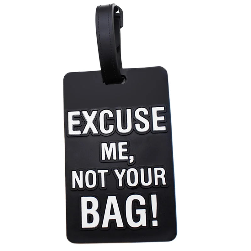 1pcs Letter "Not Your Bag" Cute Travel Accessories Luggage Tags Suitcase Cartoon Style Fashion Silicon Portable Travel Label