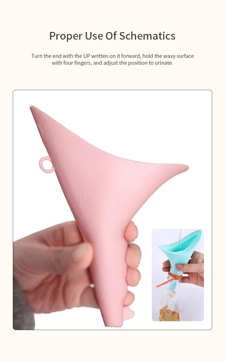 Ladies portable outdoor emergency standing urinal female silicone urinal