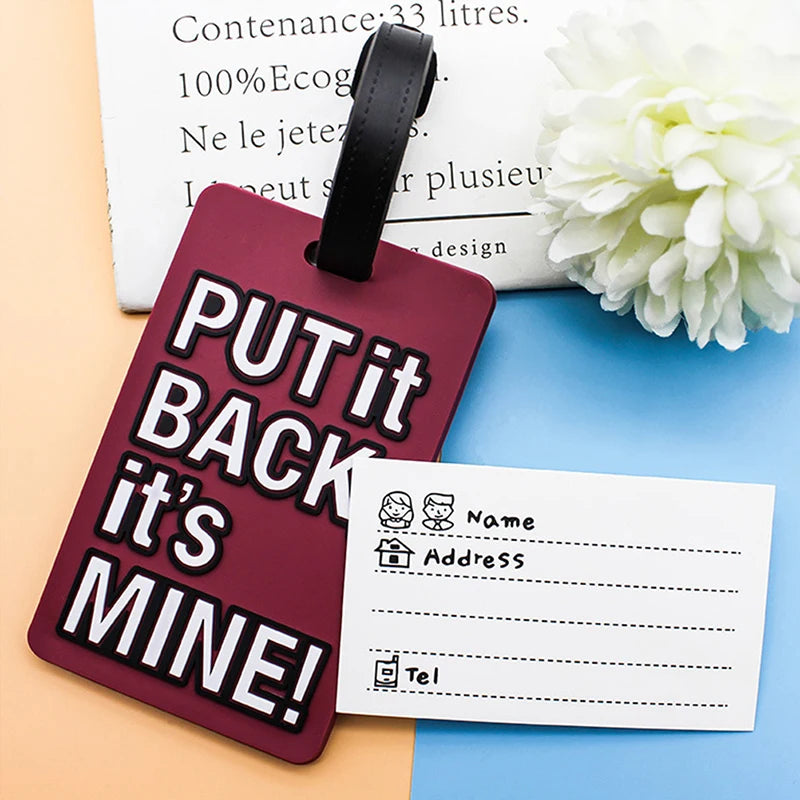 1pcs Letter "Not Your Bag" Cute Travel Accessories Luggage Tags Suitcase Cartoon Style Fashion Silicon Portable Travel Label