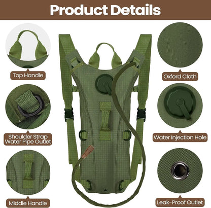 Sport Hydration Pack Backpack Water-proof Nylon Water Bag with 3 Liter Bladder for Hiking Cycling Climbing