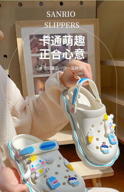 2023 Cute Hello Kitty Kuromi Clogs Summer Kawaii Fashion Sandals Y2K Flat Shoes Anime Sanrio Slipper Girls Birthday Gift