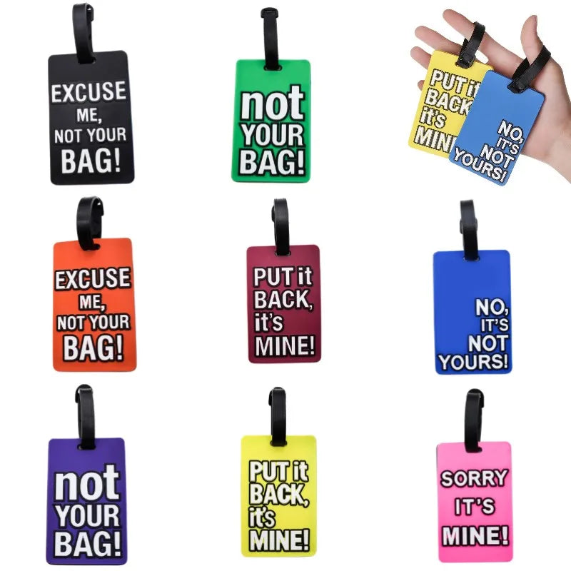 1pcs Letter "Not Your Bag" Cute Travel Accessories Luggage Tags Suitcase Cartoon Style Fashion Silicon Portable Travel Label