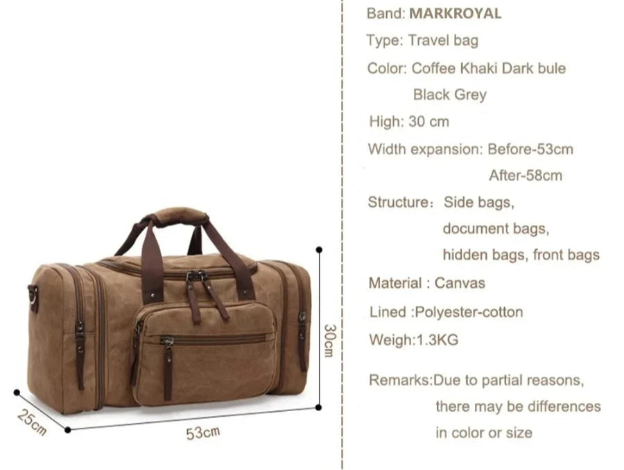 Canvas &amp; Leather Weekender Duffel Bag&nbsp;
