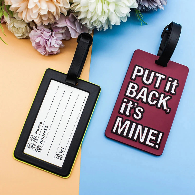 1pcs Letter "Not Your Bag" Cute Travel Accessories Luggage Tags Suitcase Cartoon Style Fashion Silicon Portable Travel Label