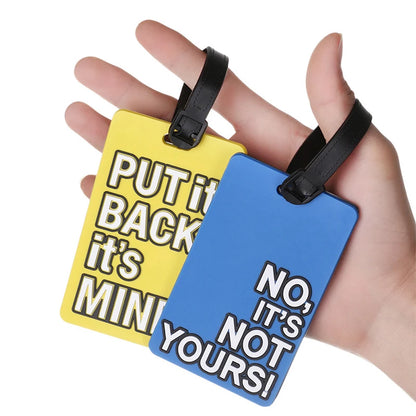 1pcs Letter "Not Your Bag" Cute Travel Accessories Luggage Tags Suitcase Cartoon Style Fashion Silicon Portable Travel Label