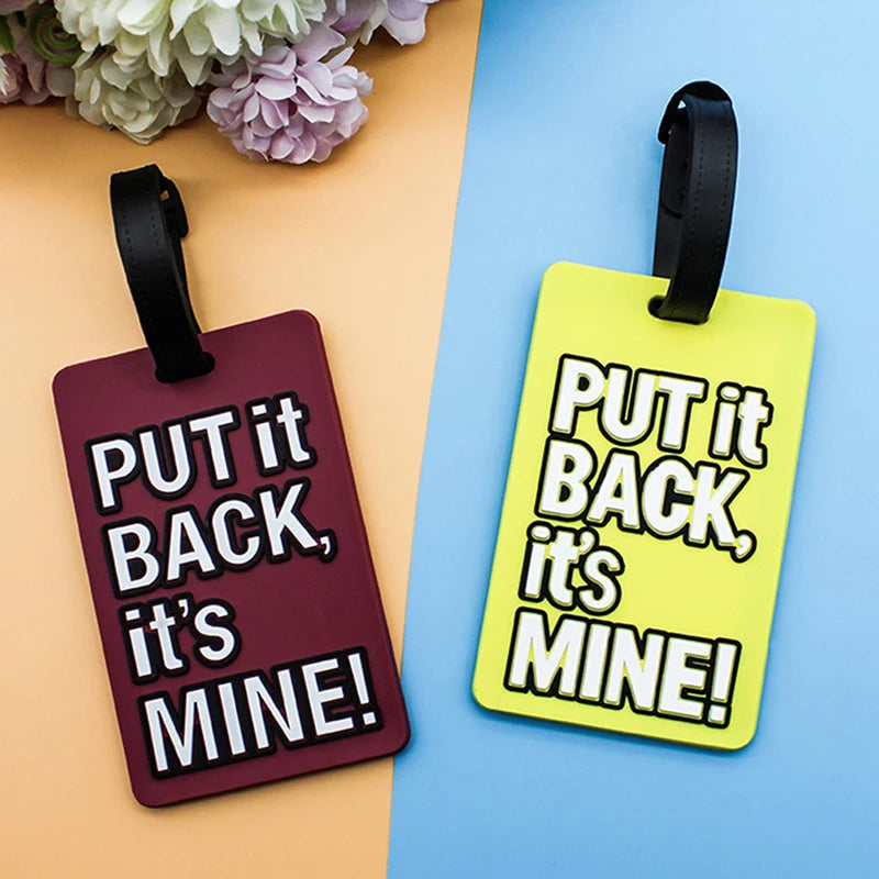 1pcs Letter "Not Your Bag" Cute Travel Accessories Luggage Tags Suitcase Cartoon Style Fashion Silicon Portable Travel Label